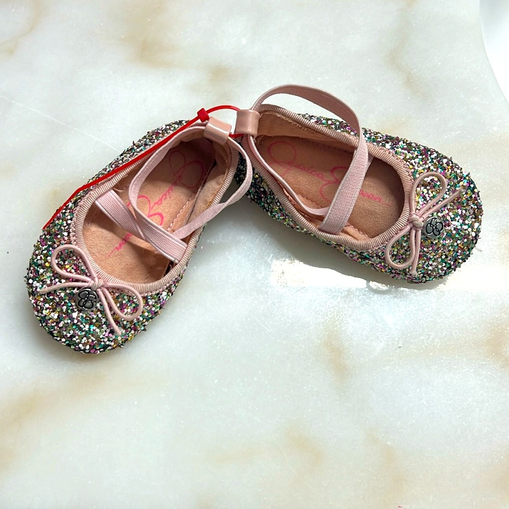 Baby size 3 months Jessica Simpson baby shoes multicolor sequin ballet style